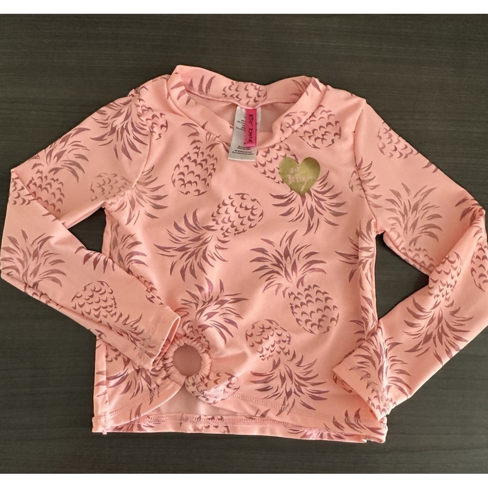 Betsey Johnson Rashguard Girls Size 5 Swim Top Pineapples Sunshirt